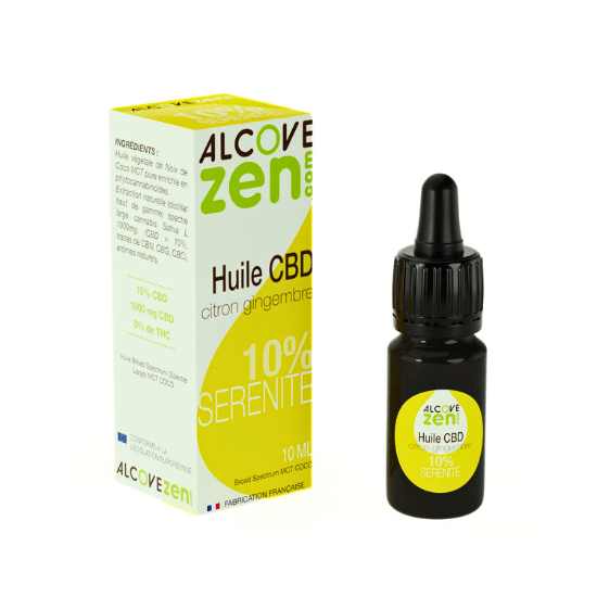 Huile CBD 10% Sérénité Citron Gingembre - AlcoveZen